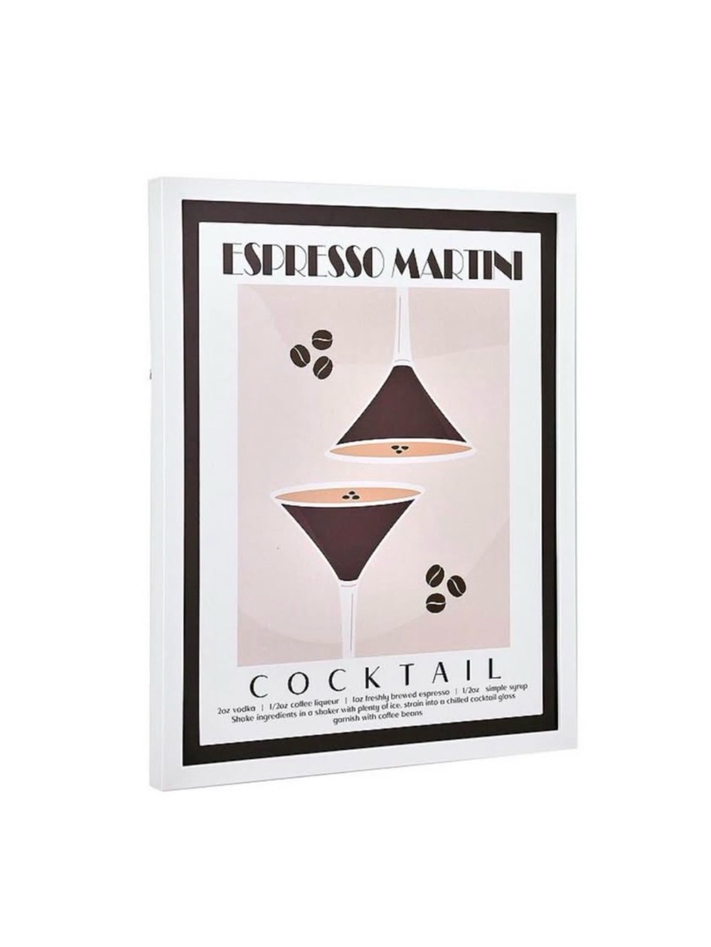Espresso Martini Cocktail Wall Art Print - Black and White Accent